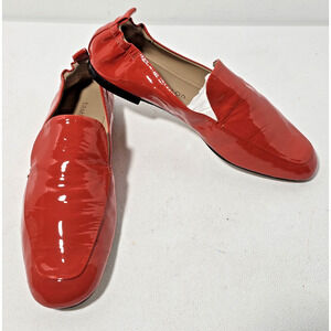 Tamara Mellon Reddish Orange Patent Leather Flats Womens Sz 35.5/US 5 Made Italy